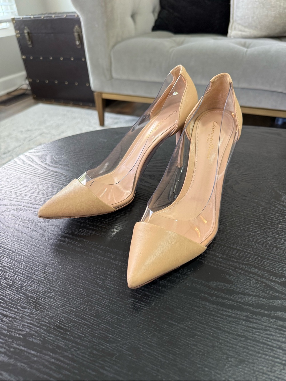 Gianvito Rossi Plexi Pumps Nude As Is Size 38.5